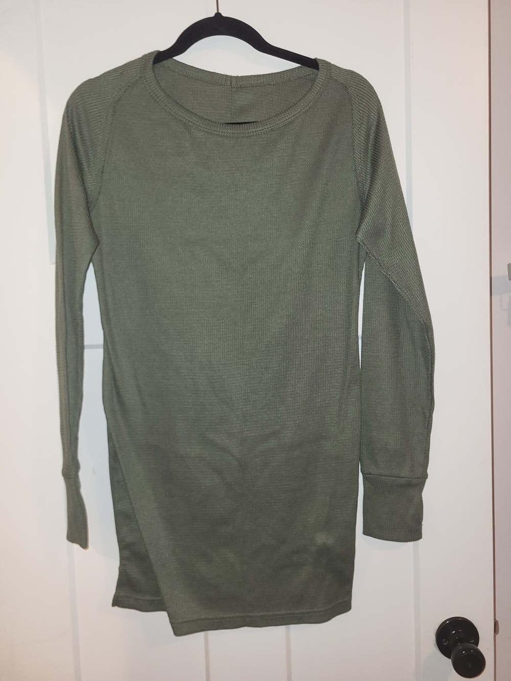 HALARA Olive Green Long Sleeve Waffle Knit Dress